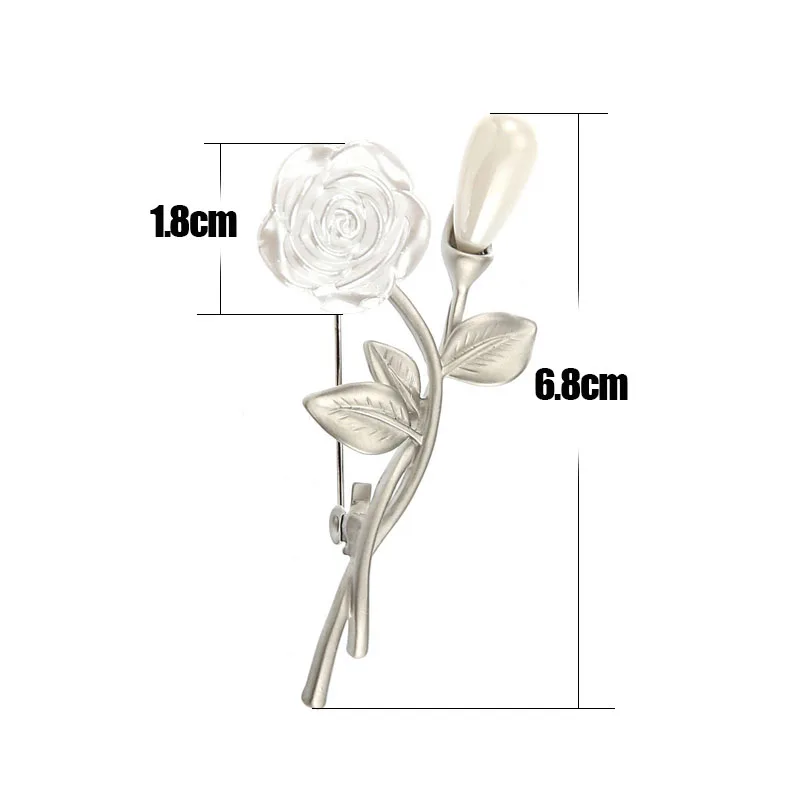 Matte Silver Plated Camellia Flower Brooch Bridal Wedding Party Pin Jewelry Elegant Broches for Women Simulated Pearl Brooches (3)