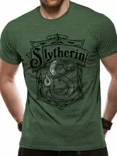 Slytherin Shrewder Crest Hogwarts Logo Grün Mens T Shirt 2019 Neue Marke Kleidung Männer Kühlen Oansatz Tops Neon T Shirts