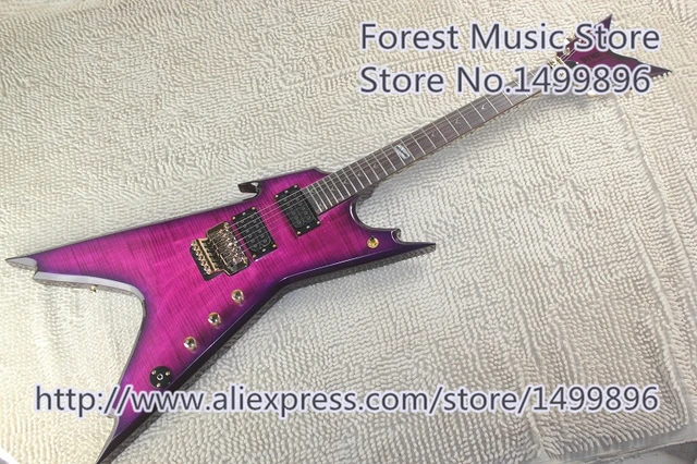 Cheap New Arrival Tiger Flame Finish Dean Electric Guitar Gold Floyd Rose Tremolo In Stock