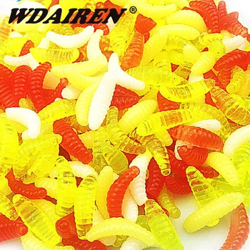 

50Pcs/lot Worms Maggot silicone soft bait Fishing Lure Artificial rubber baits 4 colors carp Bass Lures Pesca fishing tackle