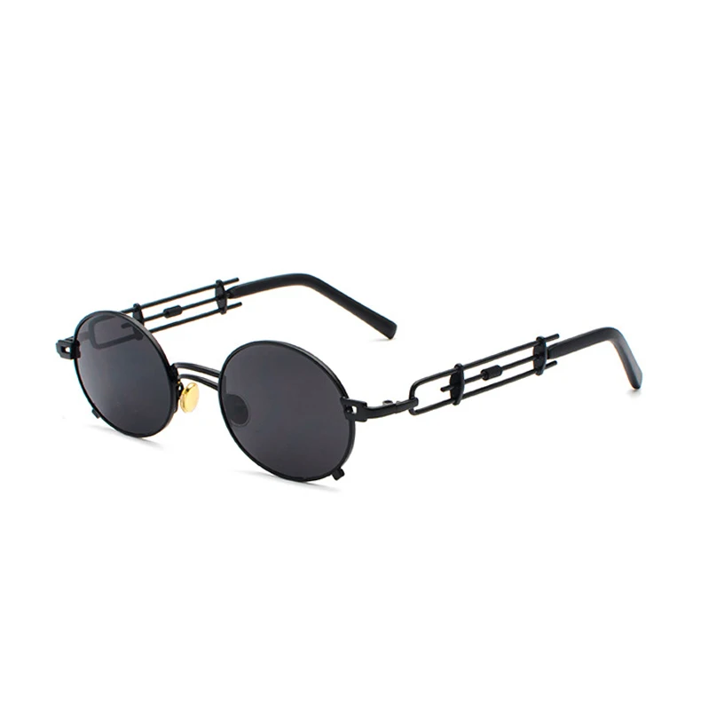 C5-Black-Gray Королевская Девушка стимпанк Солнцезащитные очки для мужчин и женщин, фирменный дизайн, ретро металлические очки, круглые солнцезащитные очки, винтажные оттенки ss103 - Цвет линз: C5-Black-Gray