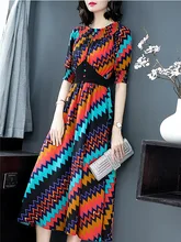 Elastic Waist Dress Women 2019 Spring Summer New Women's fashion Short-sleeved Slim Long Dress Female One Word Collar Wild one word collar printing long dress
