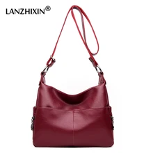 Lanzhixin Women Washed Leather Handbags Shoulder Bags Women Messenger Bags Luxury Designer Crossbody Bags Top-Handle Bags 990S
