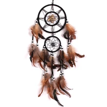 Ловец снов с перьями Настенный декор орнамент из бисера