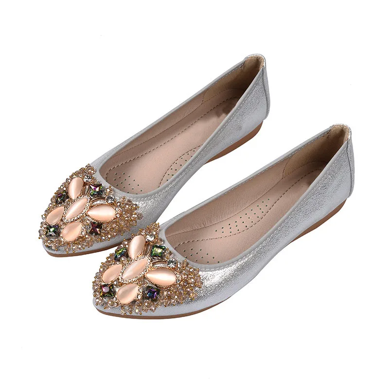 beaded white flats