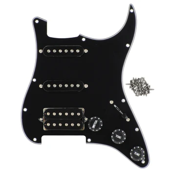 

New SSH Loaded Prewired Guitar Pickguard Set Black 3Ply Pickguard for Strat Electric Guitar Parts