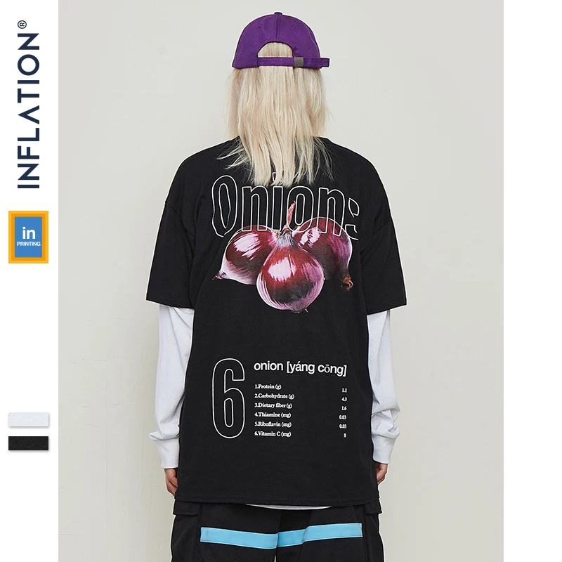 

INFLATION 2019 Summer Men Short Sleeves T-Shirt Hip Hop Man Fashion Brand Clothing Male T-shirt Onions Printed Couple Tee 91269S