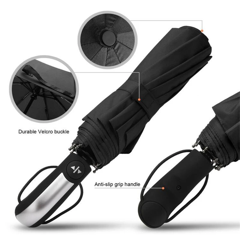 Drop Shipping Compact Auto Open & Close Automatic Travel Umbrella Teflon 210T Canopy 10 Rib Wind Resistant Frame Travel Umbrella