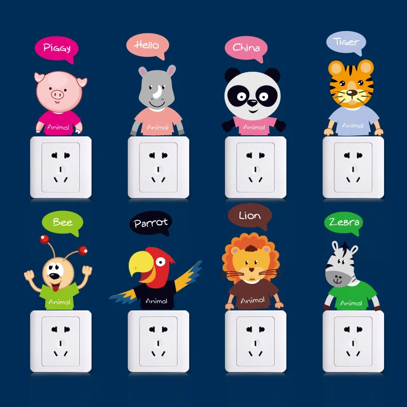 

[Fundecor] cartoon animal wall stickers Switch Panel Stickers Refrigerator sticker kitchen bathroom diy wall decals home decor