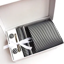 Официальные деловые рабочие галстуки, Набор серых галстуков, квадратные носовые запонки, подарки для мужчин, Свадебный вечерний костюм, галстуки на шею, галстуки с коробкой