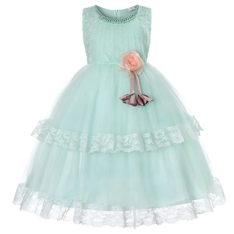 

2-14 Years Teenager Sequins Embroidery Girls Princess Children Christmas Girl Dress For Wedding Party Prom Dresses