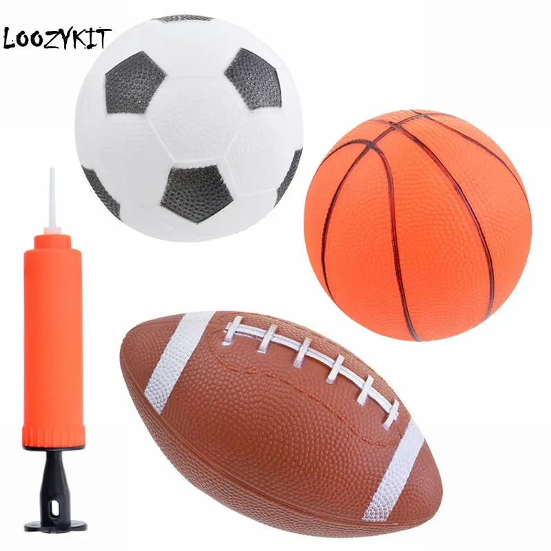 

Loozykit Kid Toy Soft Rubber Small Rugby Soccer Basketball Children Sport Ball Toy For Children Gift Outdoor Toys