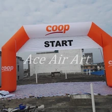 Оранжевый и белый цвет Спорт старт отделка надувные арки ворота с 2 шт. съемный баннер для гонок события