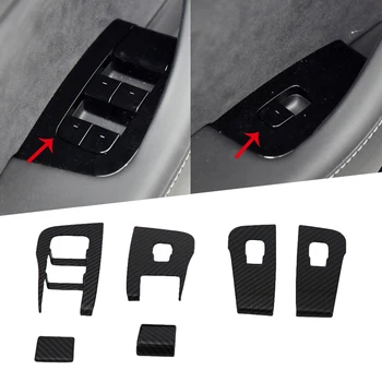 

Car Inner Door Armrest Window Lift Button Cover Trim Kit for Tesla Model 3 2018 2019 Window Lift Cover Trim