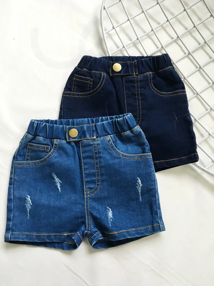 Dfxd/Новинка 2017 года Марка малышей Шорты для девочки Лето синего джинсового цвета обтягивающие джинсы короткие штаны Высокое качество