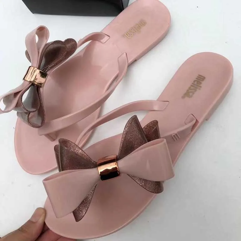 

2019 New Women Melissa Fashion Shoes Woman Lovely Bow Summer Sandals Melissa Slipper Outdoor Basic Beach Shoes Zapatos De Mujer