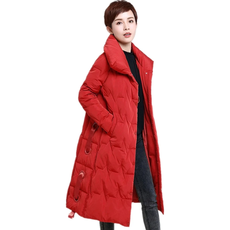 Fahion winter thick warm womens down jacket plus size 2xl casual solid