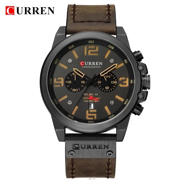 New curren 8314 Mens Watches Top Brand Luxury Men Military Sport Wristwatch Leather Quartz Watch erkek saat Relogio Masculino - Color: brown black