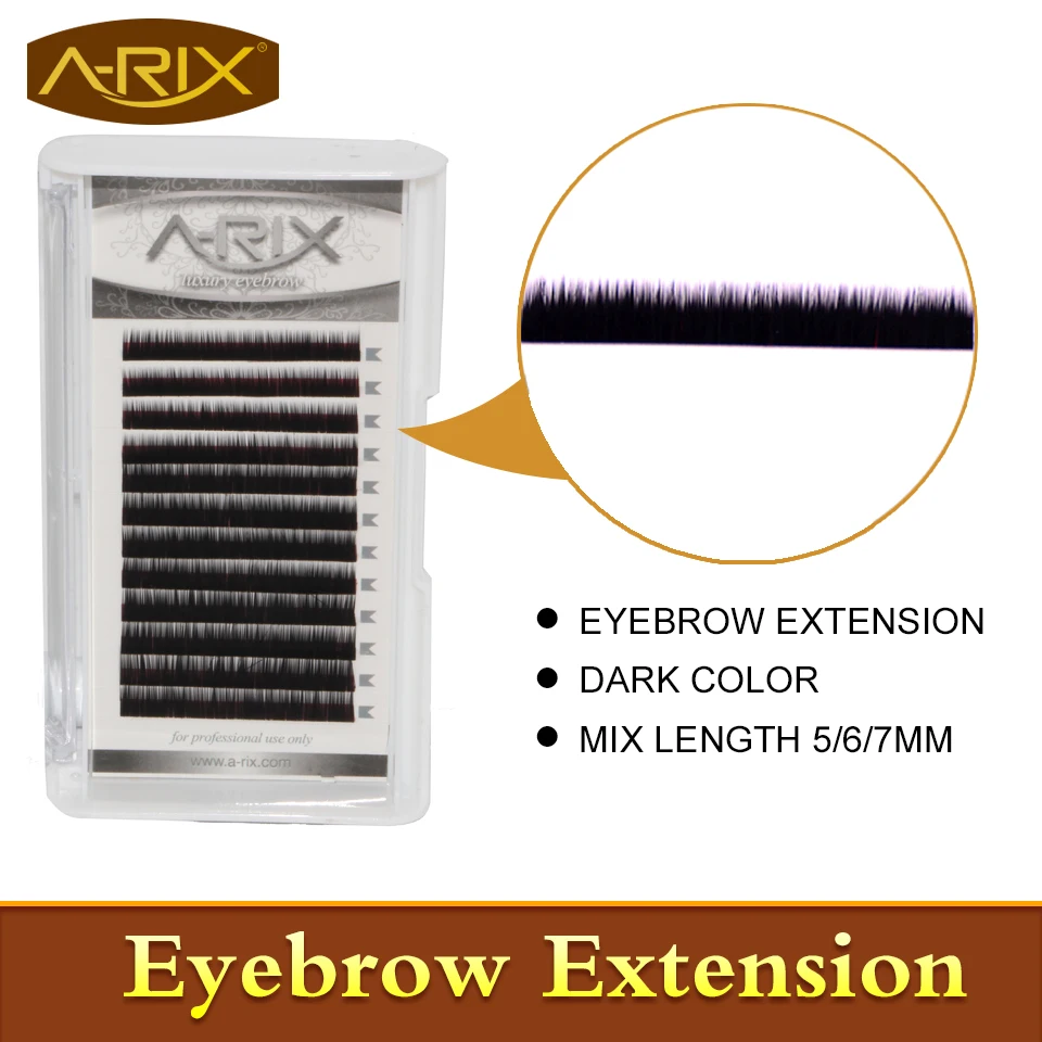 

New Arrival Eyebrow Extension 1pc/lot Faux Mink Hair Professional Makeup Tools Mix Length 5/6/7mm 0.10/0.15 Dark Color