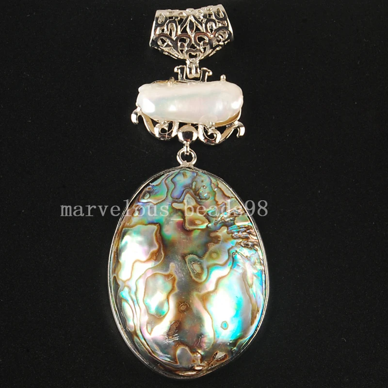 Free shipping 31x73mm Fashion Jewelry New Zealand Ablone Shell Art Oval
