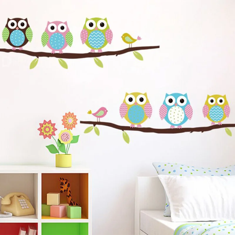 Cute Owl Wall Sticker Tree Stickers With Owls Wall Decals Animal Wall Art Flower Wall Stickers