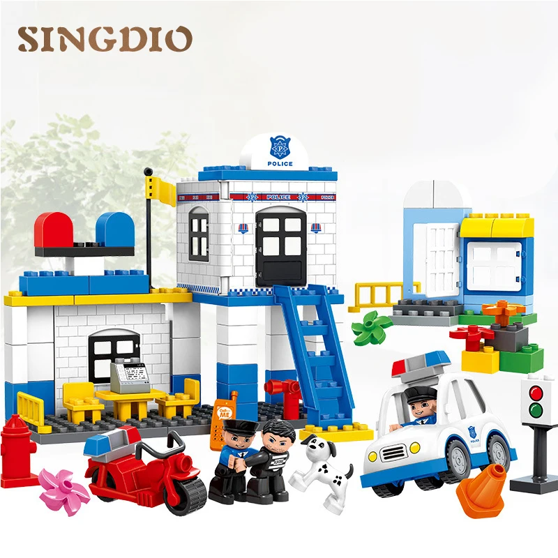 

HM066 95PCS Models building Toy enlighten blocks DIY toys Early Learning Toys for Children Police Station Blocks for dduplo
