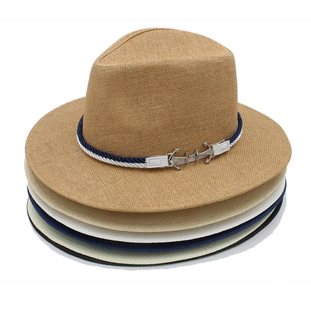 Для женщин Для мужчин соломенная шляпа с широкими полями Панама для пляж sunbonnet шляпа с бантом Размеры 56-58 см A0068