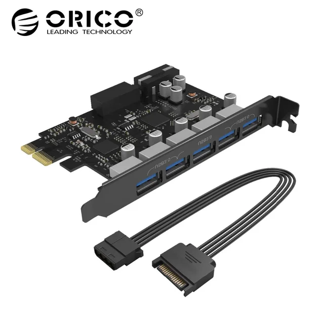 USB3.0 PCI-E карты расширения 5 Порты концентратор адаптер внешний контроллер Express Card добавить на карты с 4-контакт Мощность разъем шнур