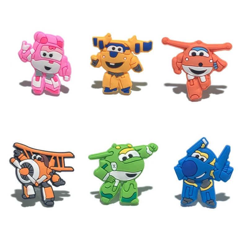 

100PC Super Wings PVC Shoe Charms Shoe Buckle Accessories For Croc Decor for Bracelets With Holes Children Party Gift