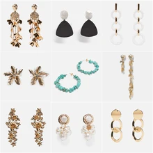 JURAN 2019 Recém-chegados ZA Brincos Gota Jóias Brincos para As Mulheres de Metal Resina Étnico Declaração de Brincos Pendurados Partido Bijoux(China)