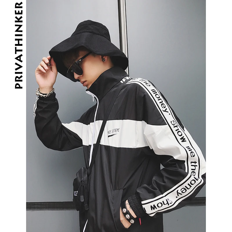 Privathinker Oversized Striped Patch Jackets Men/Women