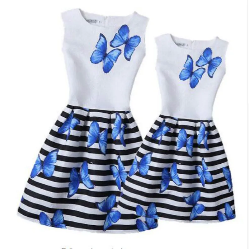 

2018 Summer Mother Girl Dresses Family Matching Clothing Teen Girls Printed Dress Mom and Baby Girl Clothes Vestidos