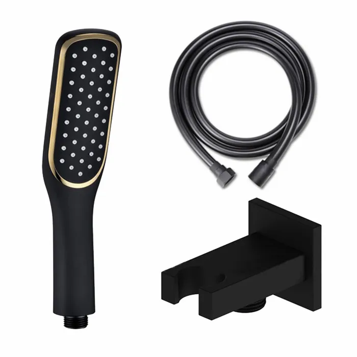 Free shipping matt black Handheld shower pipe and holder Water Saving