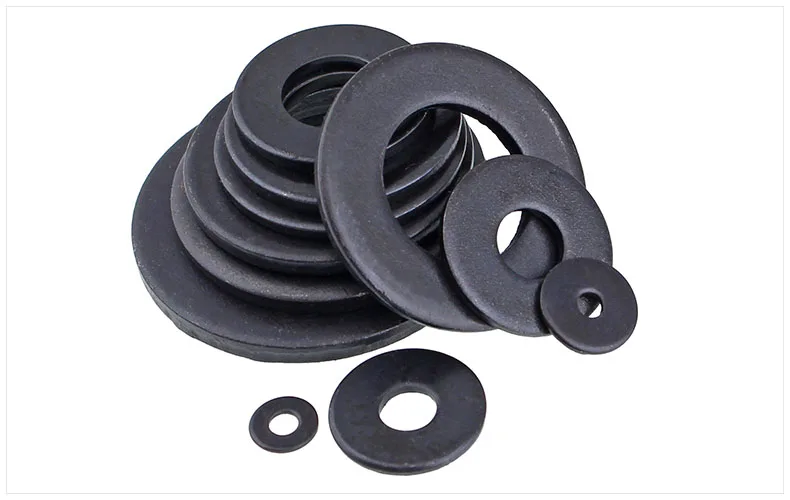 100Pcs DIN125 ISO7089 M2 M2.5 M3 M4 M5 M6 M8 Carbon Steel Flat Machine Washer Plain Black Washer Furniture Gaskets