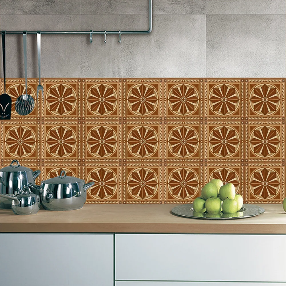 

Self- Adhesive Wall Decal Baroque Style Wood Floor Wallpaper Wall Stickers Painting Home Living Room Bedroom Kitchen Decoration