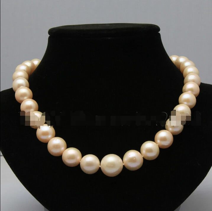 

Free shipping@@@@@ Free shipping >>>>>2016 fashion lovely11-13mm pink freshater real pearl necklace14k/585 clasp 17" a