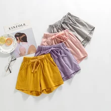 Спортивные шорты для девочек-подростков; коллекция года; летние детские короткие штаны для девочек; свободные шорты с эластичной резинкой на талии для маленьких мальчиков; пляжные шорты детские