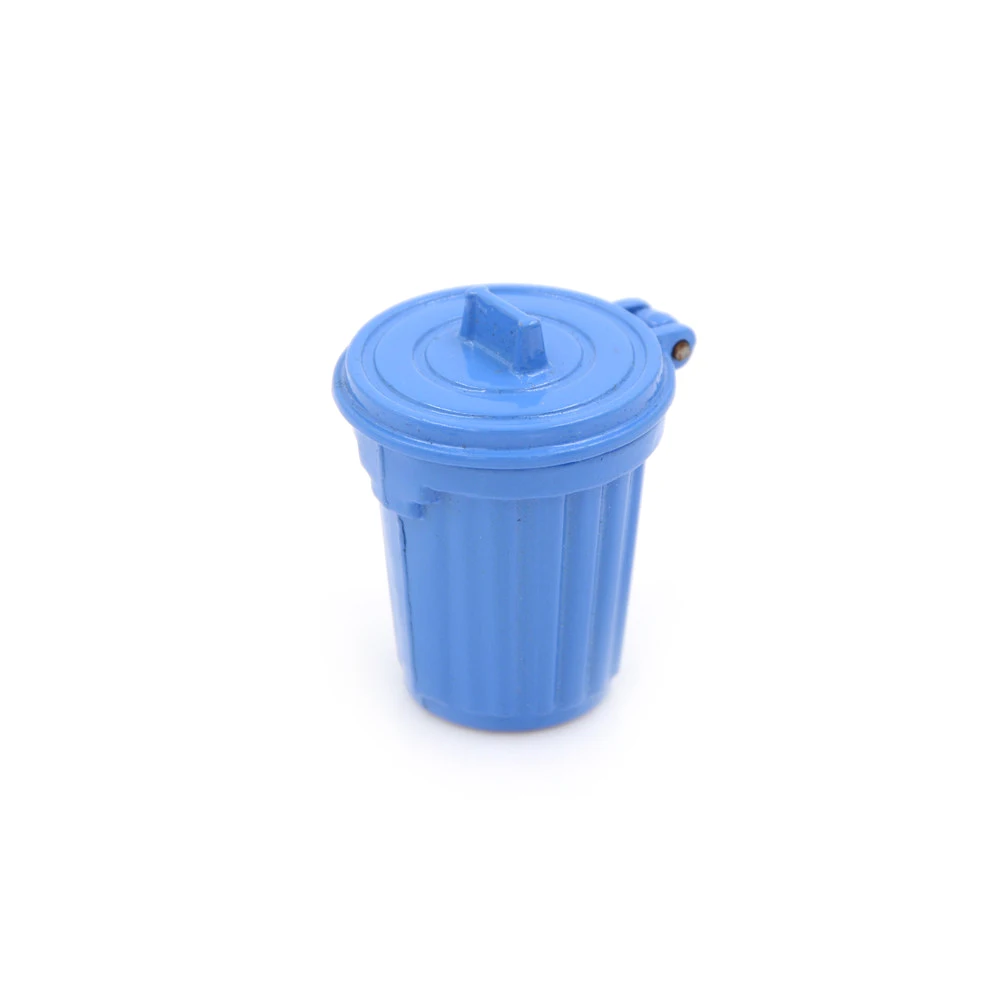 1:12 синий/серебристый кукольный домик моделирование кухонная мебель игрушки ролевые игры Миниатюрные аксессуары мусорное ведро/мусорное ведро 16*30 мм 1 шт