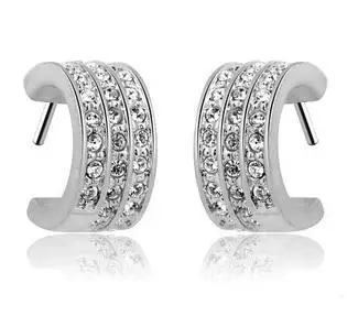 

Free shipping 2013 new arrival full star super shiny zircon & 925 sterling silver & platinum plated female clip earrings jewelry