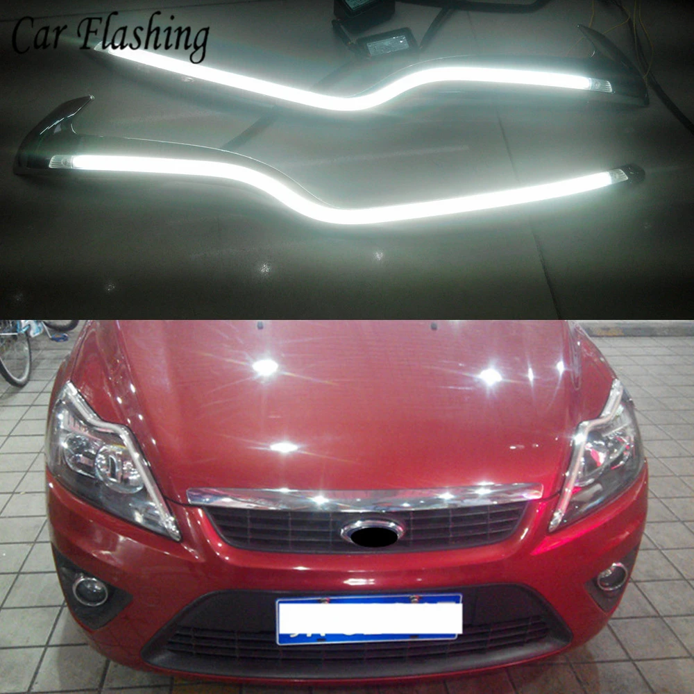 

2PCS For Ford Focus 2 MK2 2009 2010 2011 LED Car Headlight Eyebrow Decoration Yellow Turn Signal DRL LED Daytime Running Light