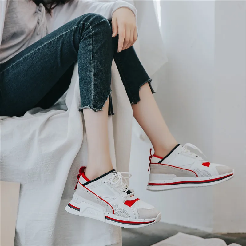 

Casual Shoes Women Fashion Platform Sneaker zapatos de mujer Patchwork Chunky chaussures femme Ladies White footware Breathable