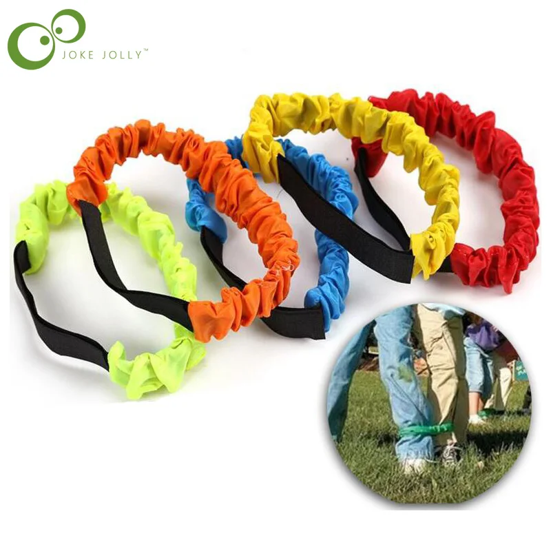1Pc Two People Three legged Elastic Ropes Tied Foot Running Race Sports