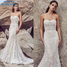 Сексуальное эксклюзивное кружевное платье с открытой спиной, свадебное платье Русалочки в стиле бохо, бисероплетение, без бретелек, Vestige De Noiva размера плюс, свадебное платье для свадьбы