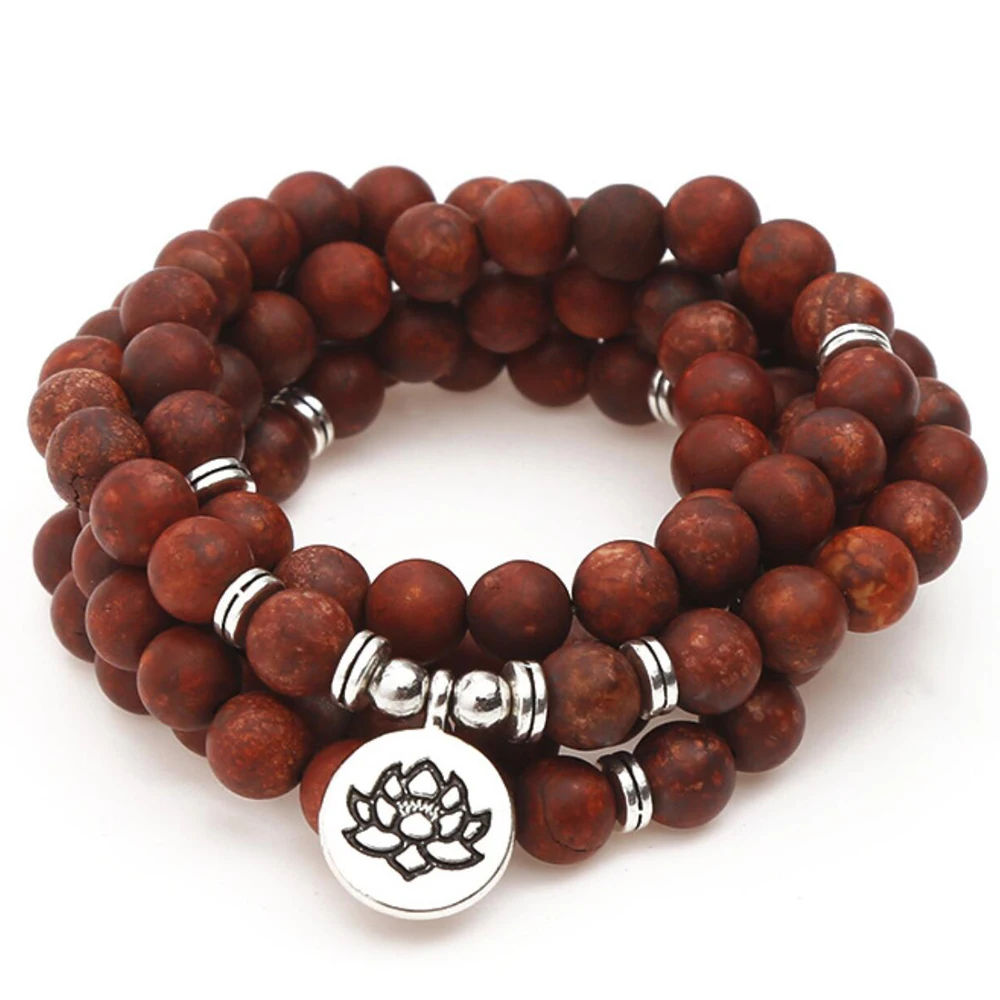 

Women`s bracelet 8mm Natural stone retro a-gate Amazonite beads LotusOM Buddha Charm Yoga Bracelet 108mala necklace dropshipping