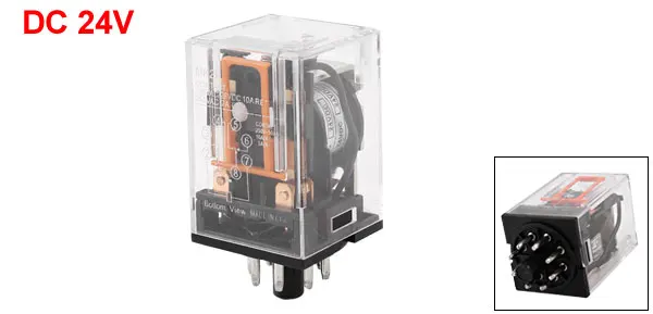 Motor Control 8-Pin DPDT DIN Rail Electromagnetic Relay DC 24V Coil