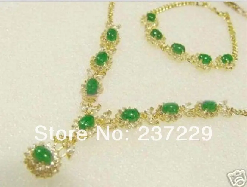 

Hot selling@> Wholesale price FREE SHIPPING aJewelry green jade bracelet pendant necklace sets Natural jewelry -Bride jewelry fr