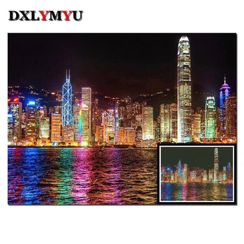 

Full square drill diamond embroidery night city landscape picture 5D DIY diamond painting cross stitch Rhinestone mosaic pattern