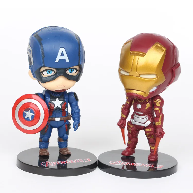 6styles avenger action figures for kids cute Iron man spider man cake decorations movie and video cartoon figures baby kids toys (9)