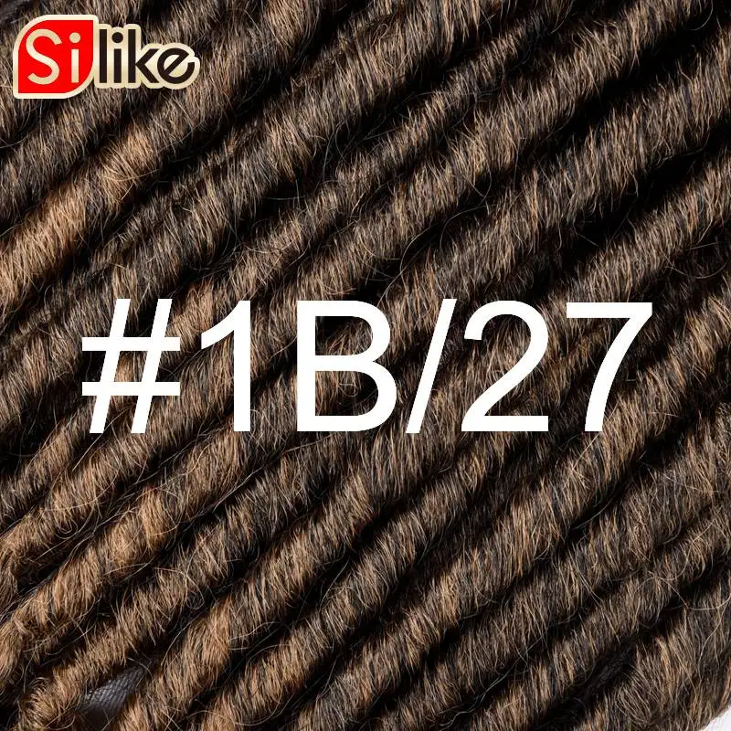 Silike Faux locs вьющиеся плетеные пряди 14 18 дюймов мягкие натуральные синтетические волосы расширение 24 подставки/упаковка богиня искусственные замки волосы - Цвет: T1B/27