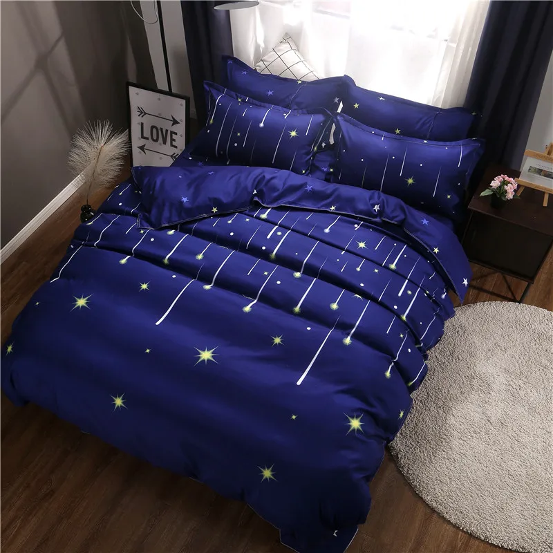 

Cartoon Meteor Pattern 4Pcs Bedding Set Queen King Size Bed Set Kids Girl Flower Duvet Cover Bedlinen Bed Sheet Set Pillowcase